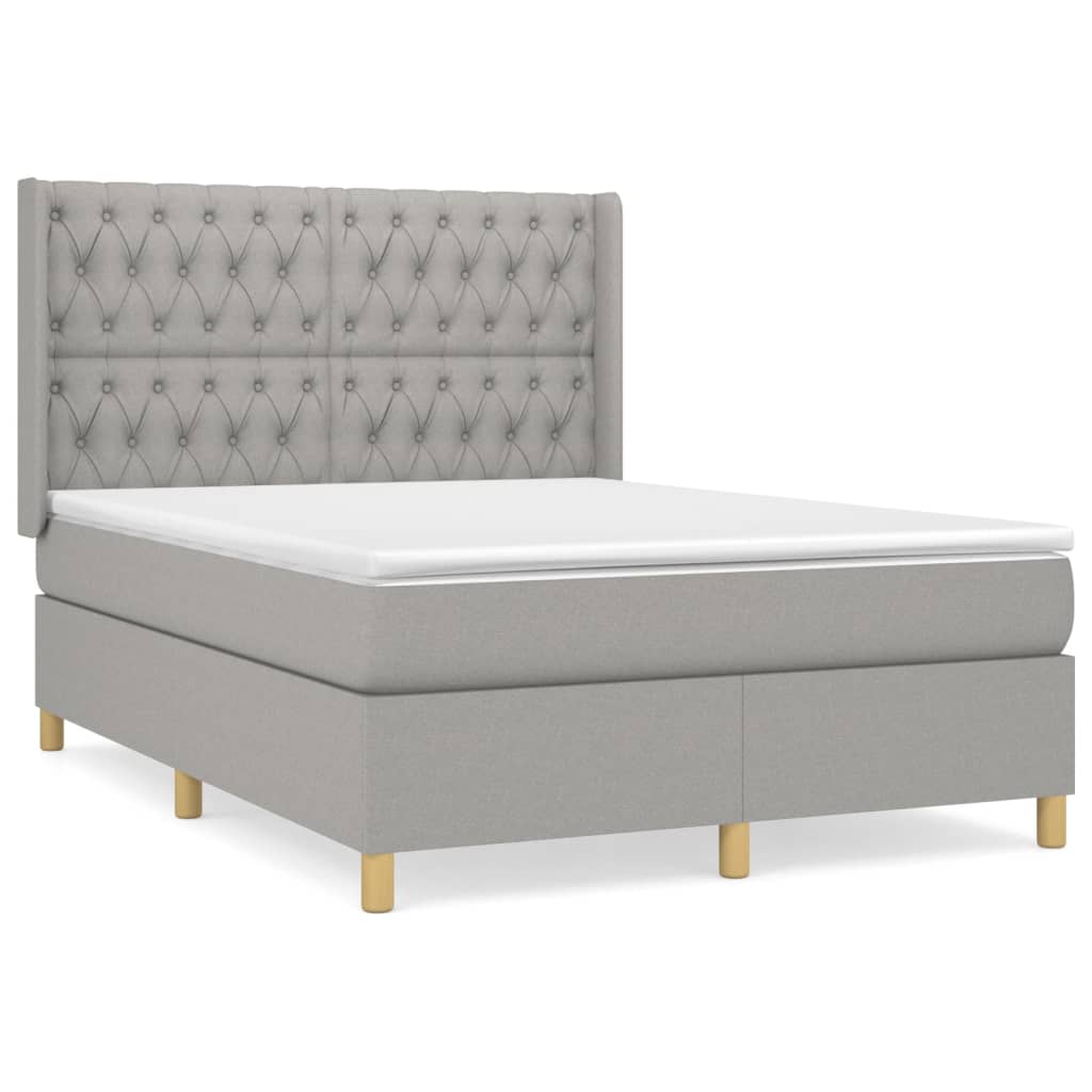 Sommier à lattes de lit avec matelas Gris clair 140x190cm Tissu