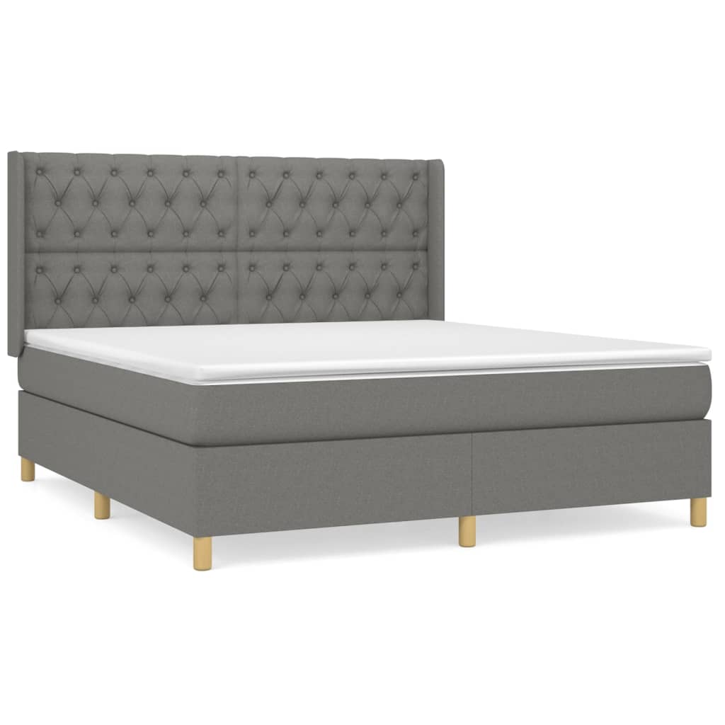 Sommier à lattes de lit avec matelas Gris foncé 160x200cm Tissu