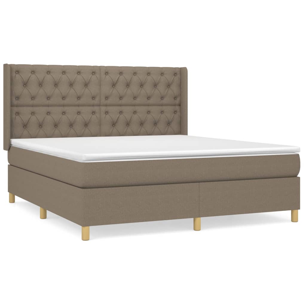 Sommier à lattes de lit avec matelas Taupe 160x200 cm Tissu