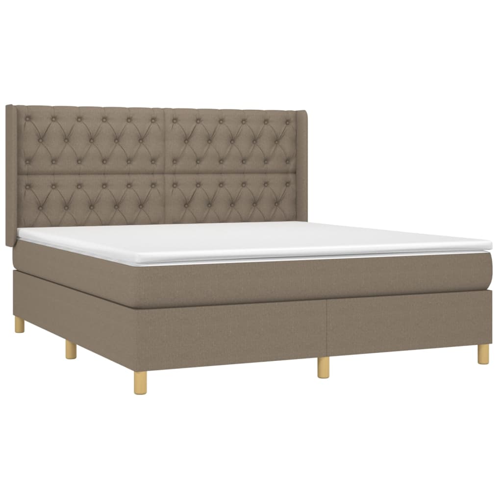 Sommier à lattes de lit avec matelas Taupe 160x200 cm Tissu