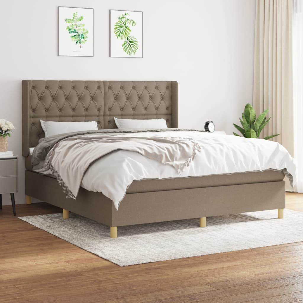 Sommier à lattes de lit avec matelas Taupe 160x200 cm Tissu