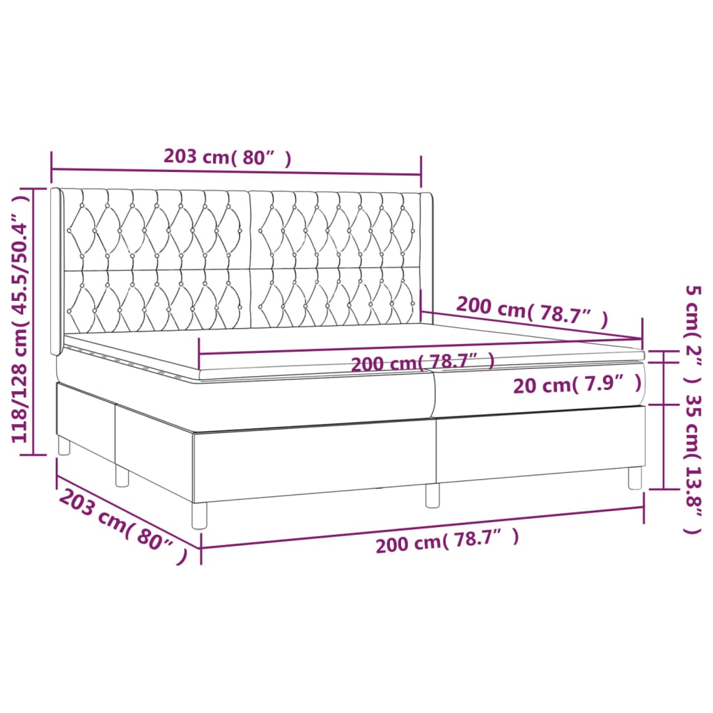 Sommier à lattes de lit avec matelas Crème 200x200 cm Tissu