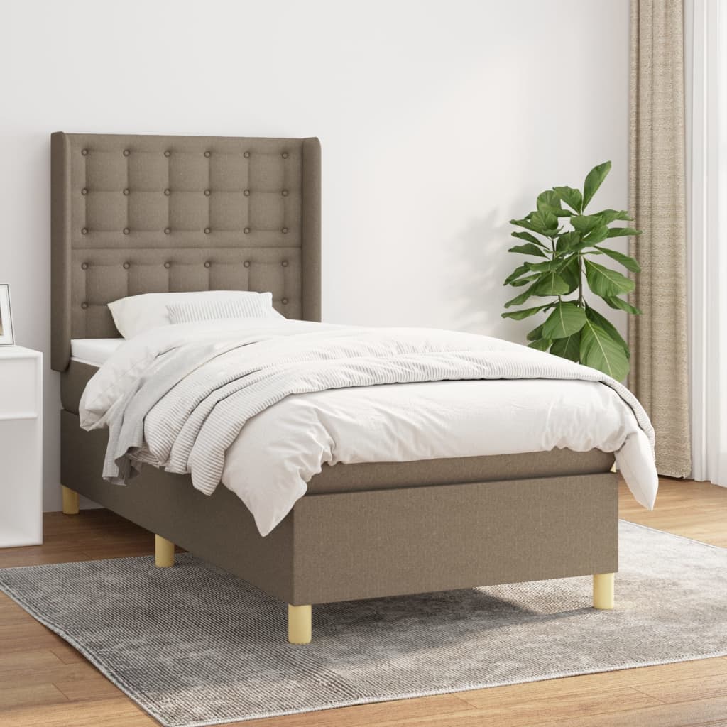 Sommier à lattes de lit avec matelas Taupe 90x190 cm Tissu