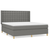 Sommier à lattes de lit avec matelas Gris foncé 160x200cm Tissu