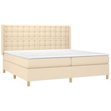 Sommier à lattes de lit avec matelas Crème 200x200 cm Tissu