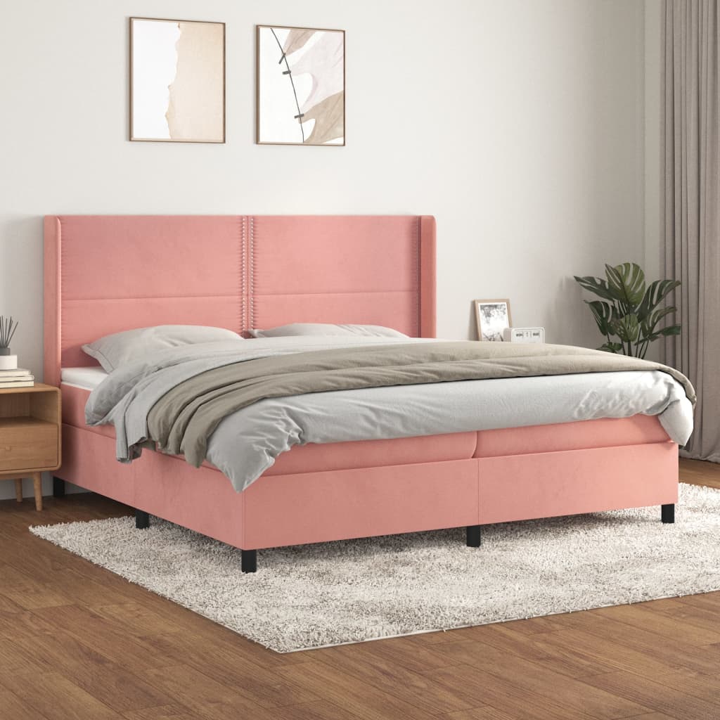 Sommier à lattes de lit avec matelas Rose 200x200 cm Velours