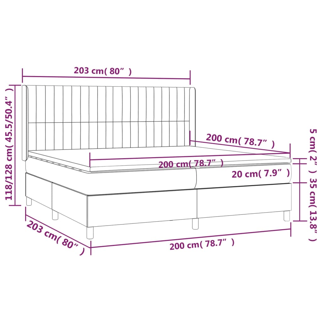 Sommier à lattes de lit et matelas Gris clair 200x200cm Velours