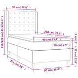 Sommier à lattes de lit avec matelas Noir 90x200 cm Velours