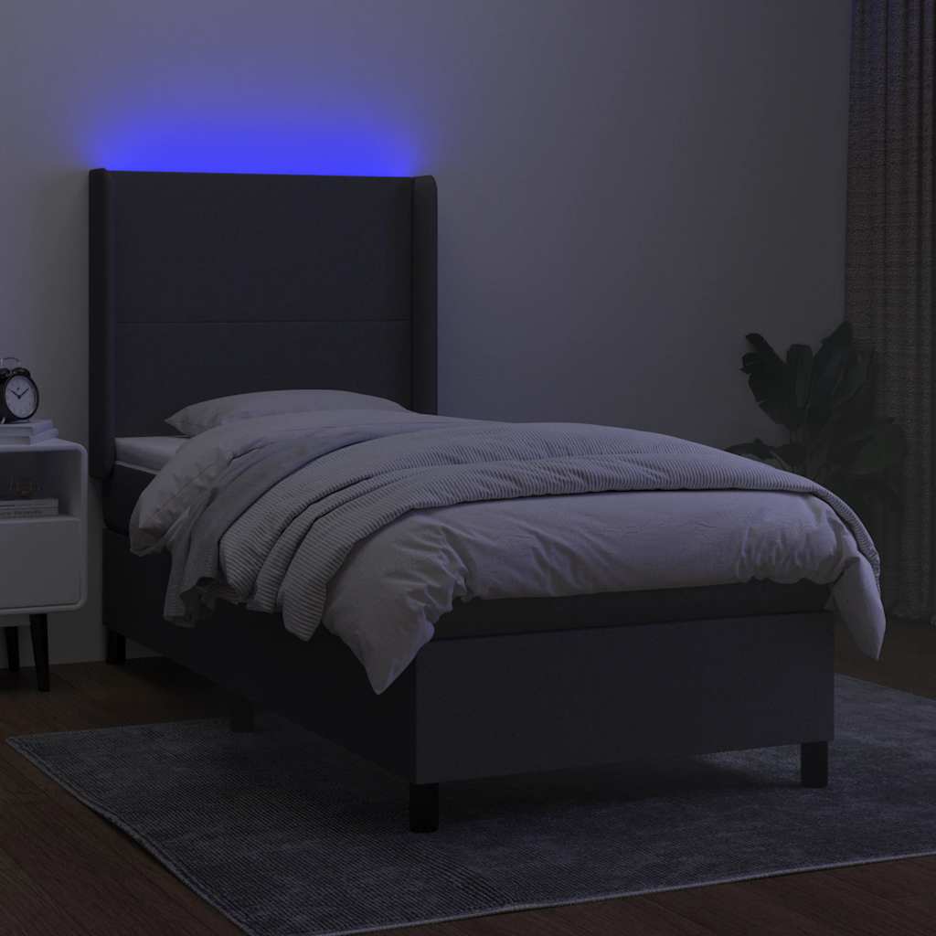 Sommier à lattes de lit matelas LED Gris foncé 80x200 cm Tissu