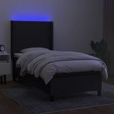 Sommier à lattes de lit matelas et LED Noir 80x200cm Tissu