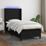 Sommier à lattes de lit matelas et LED Noir 80x200cm Tissu