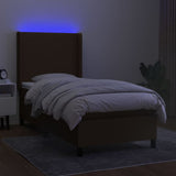 Sommier à lattes de lit matelas LED Marron foncé 80x200cm Tissu