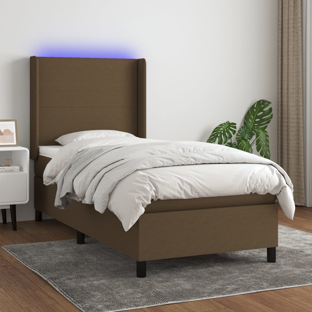 Sommier à lattes de lit matelas LED Marron foncé 80x200cm Tissu