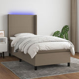 Sommier à lattes de lit matelas et LED Taupe 80x200cm Tissu