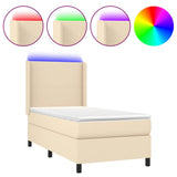 Sommier à lattes de lit matelas et LED Crème 80x200cm Tissu