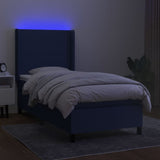 Sommier à lattes de lit matelas et LED Bleu 80x200cm Tissu