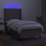 Sommier à lattes de lit matelas et LED Taupe 90x190 cm Tissu