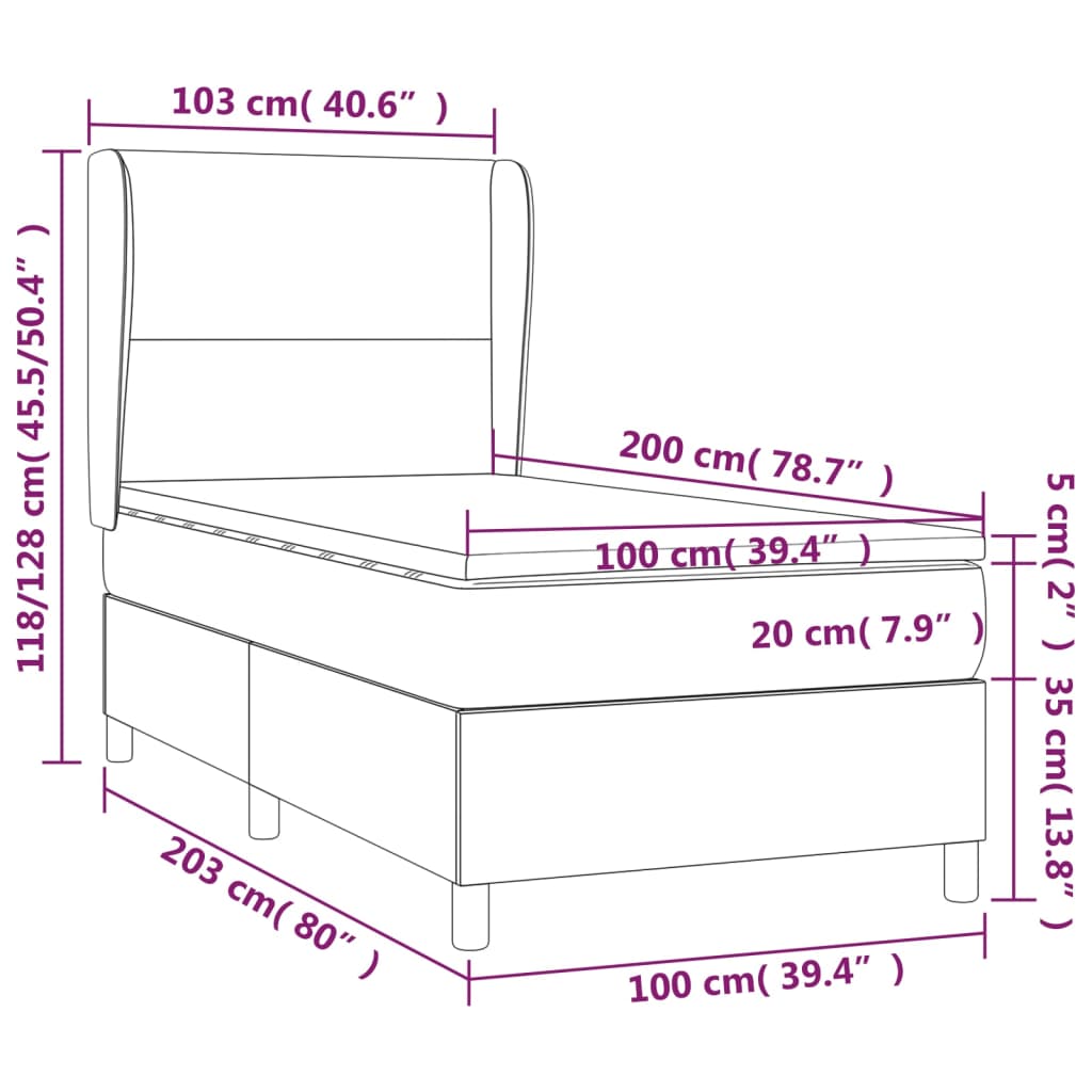 Sommier à lattes de lit matelas LED Gris foncé 100x200 cm Tissu