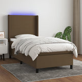 Sommier à lattes de lit matelas et LED Marron foncé 100x200 cm