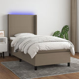 Sommier à lattes de lit matelas et LED Taupe 100x200 cm Tissu