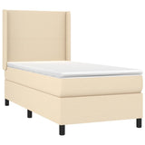 Sommier à lattes de lit matelas et LED Crème 100x200 cm Tissu