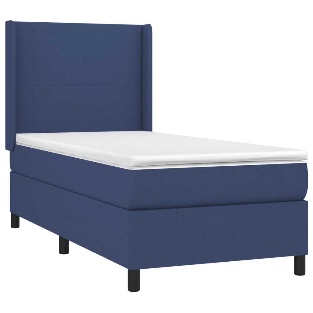 Sommier à lattes de lit matelas et LED Bleu 100x200 cm Tissu