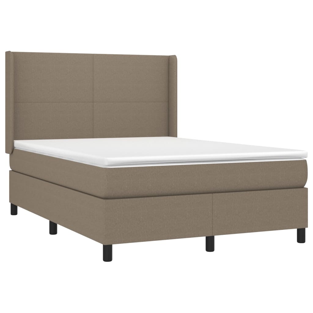 Sommier à lattes de lit matelas et LED Taupe 140x200 cm Tissu