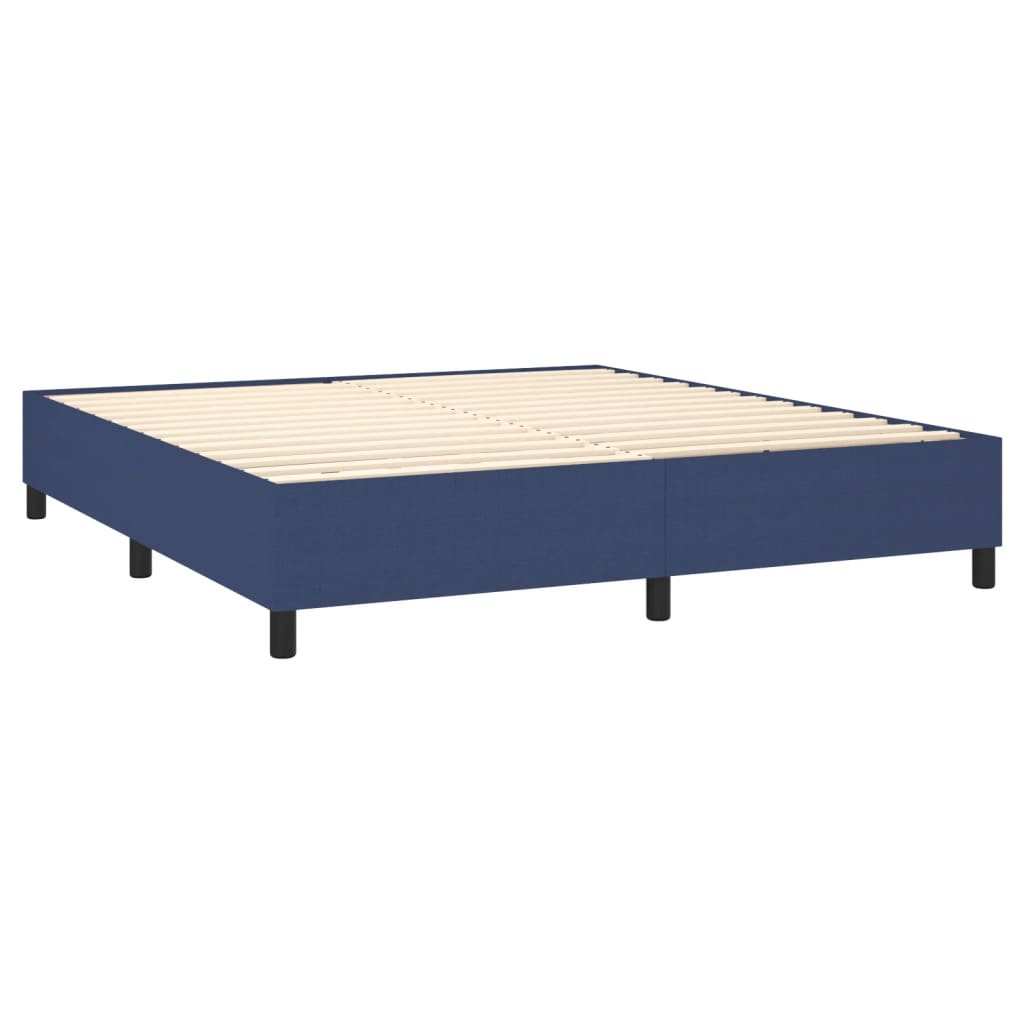 Sommier à lattes de lit matelas et LED Bleu 160x200 cm Tissu