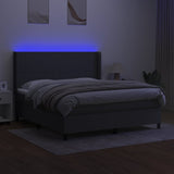 Sommier à lattes de lit matelas LED Gris foncé 180x200 cm Tissu