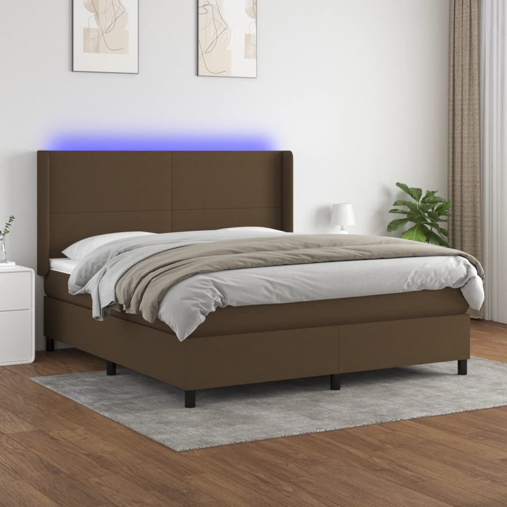 Sommier à lattes de lit matelas LED Marron foncé 180x200 cm