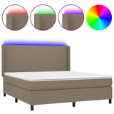 Sommier à lattes de lit matelas LED Taupe 180x200 cm Tissu