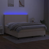 Sommier à lattes de lit matelas LED Crème 180x200 cm Tissu