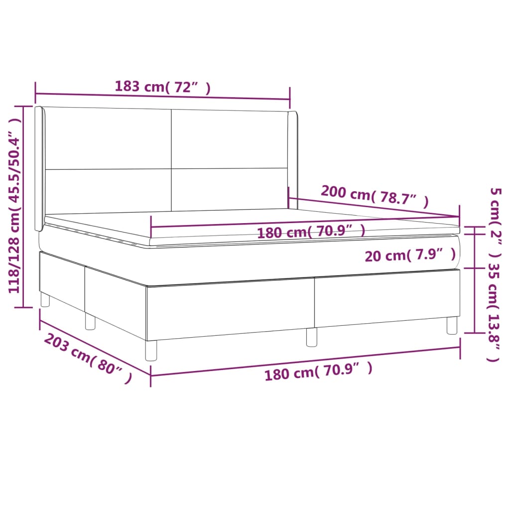 Sommier à lattes de lit matelas LED Crème 180x200 cm Tissu