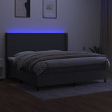 Sommier à lattes de lit matelas LED Gris foncé 200x200 cm Tissu