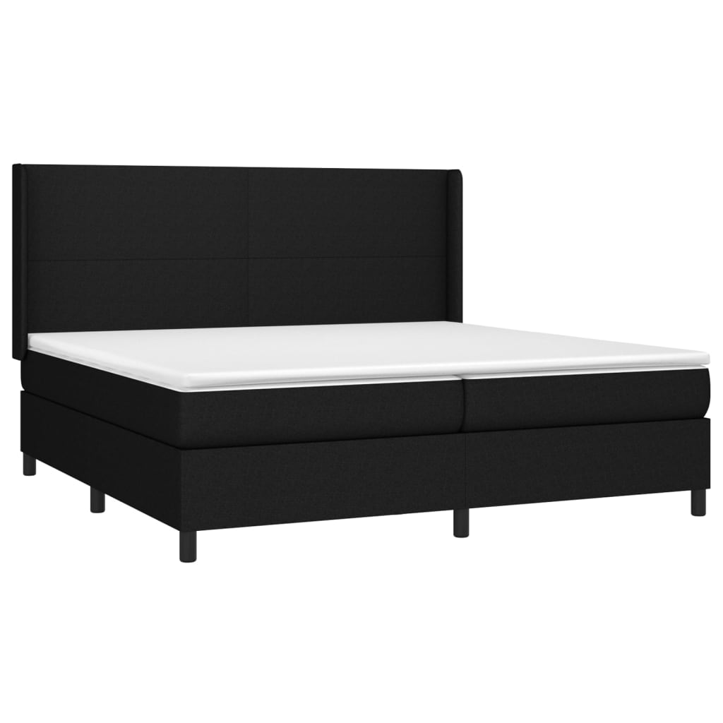 Sommier à lattes de lit matelas LED Noir 200x200 cm Tissu