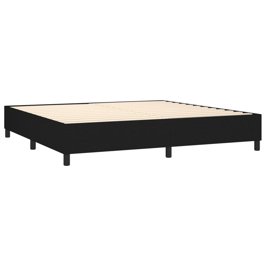 Sommier à lattes de lit matelas LED Noir 200x200 cm Tissu