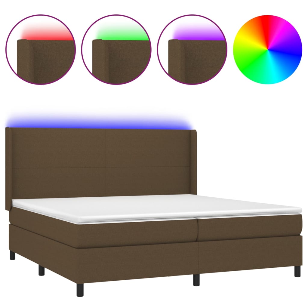 Sommier à lattes de lit matelas LED Marron foncé 200x200 cm