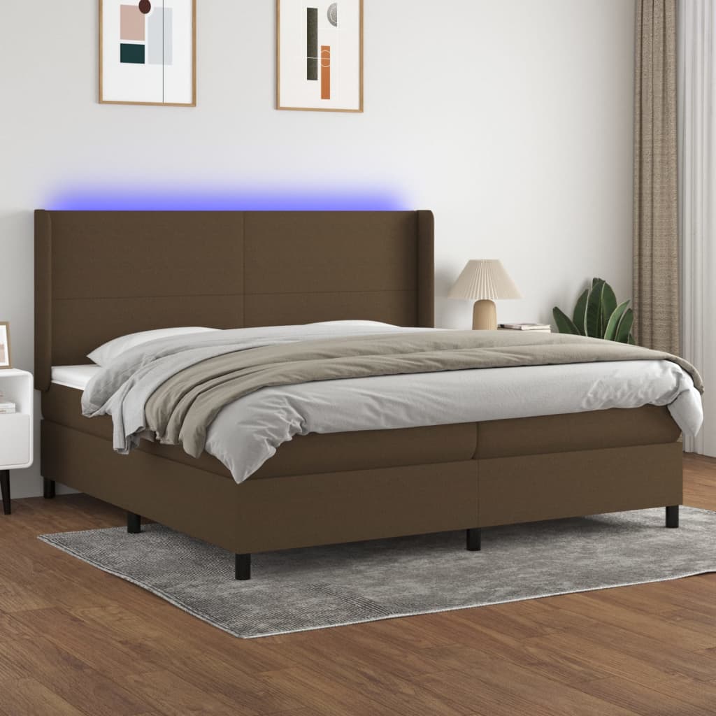 Sommier à lattes de lit matelas LED Marron foncé 200x200 cm