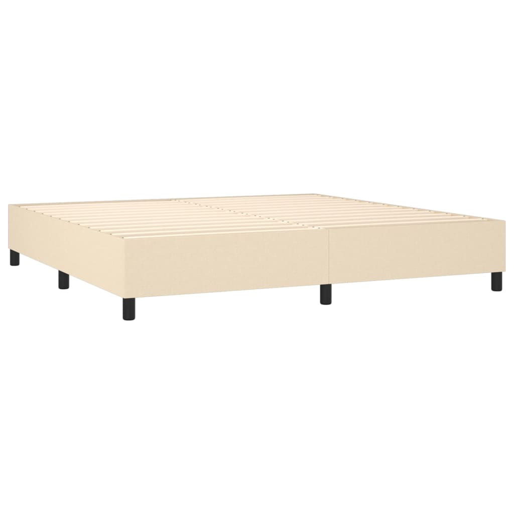 Sommier à lattes de lit matelas LED Crème 200x200 cm Tissu