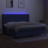 Sommier à lattes de lit matelas LED Bleu 200x200 cm Tissu