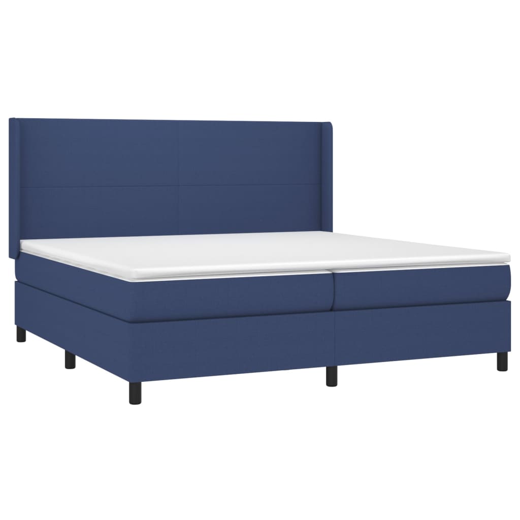 Sommier à lattes de lit matelas LED Bleu 200x200 cm Tissu