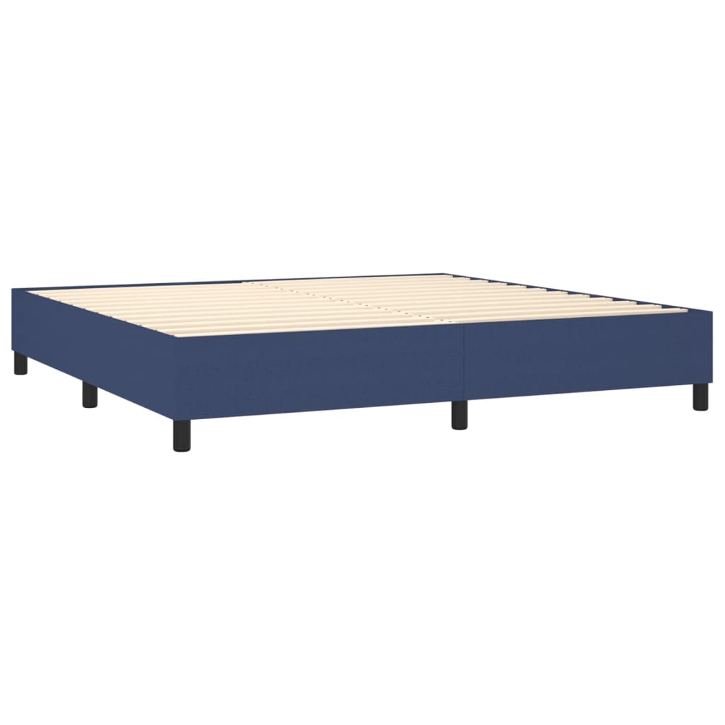 Sommier à lattes de lit matelas LED Bleu 200x200 cm Tissu