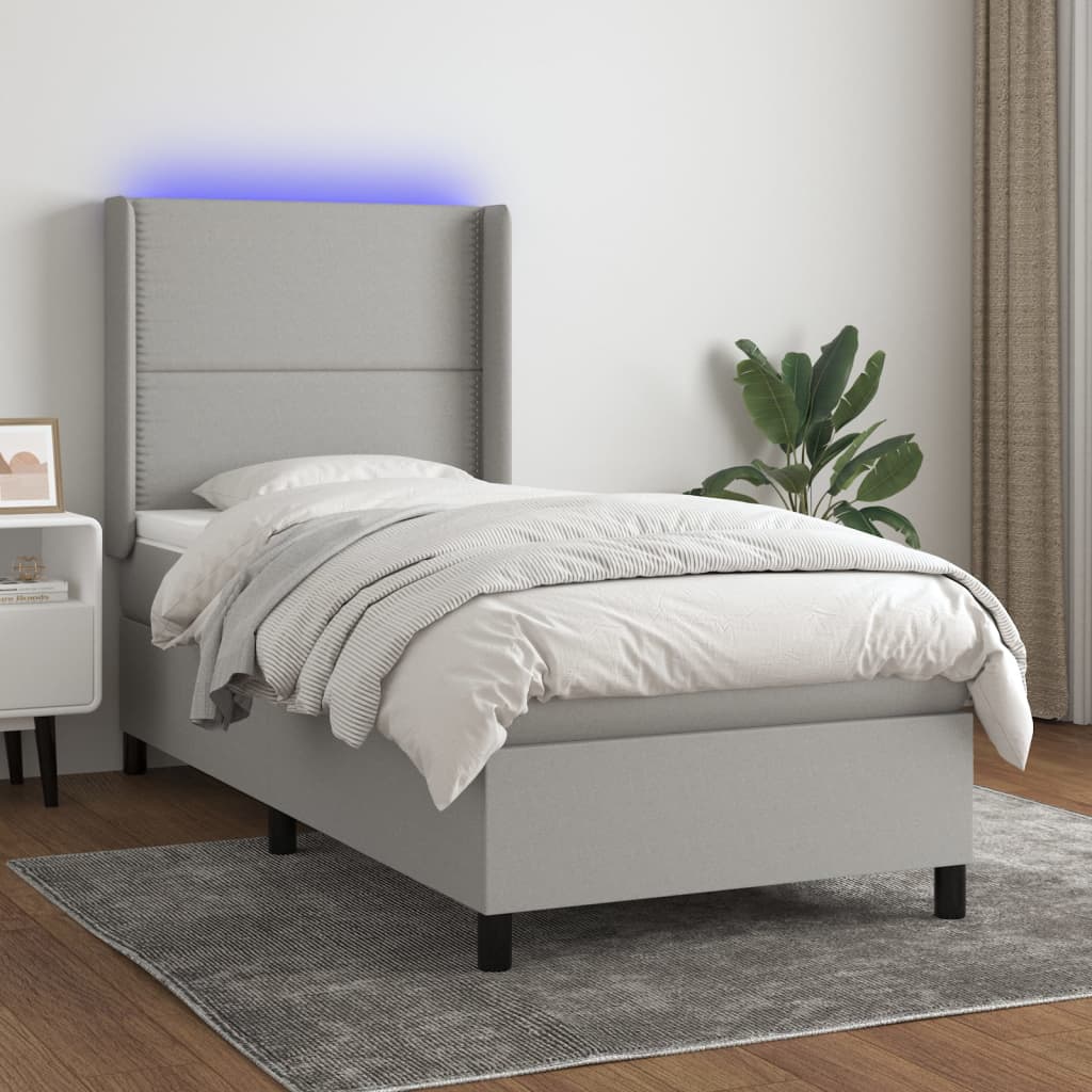 Sommier à lattes de lit matelas LED Gris clair 80x200cm Tissu