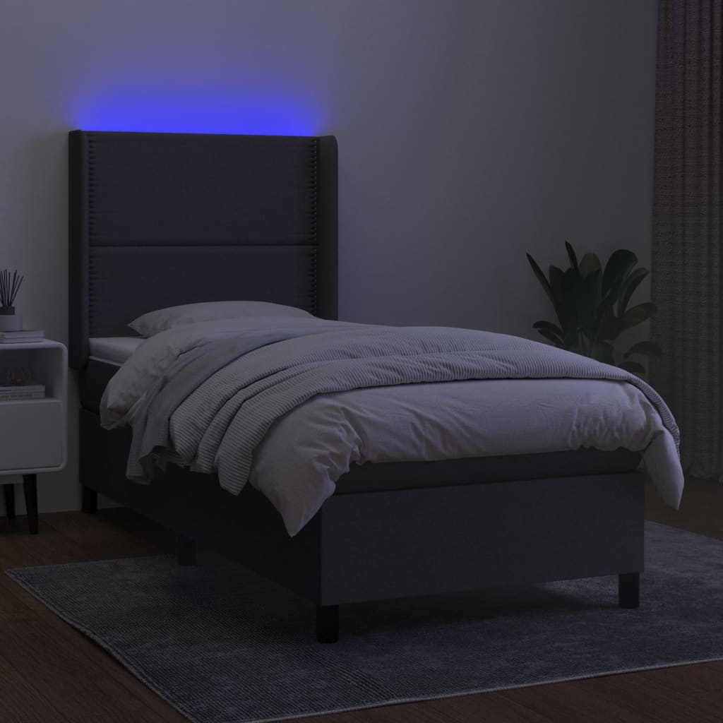 Sommier à lattes de lit matelas LED Gris foncé 80x200cm Tissu