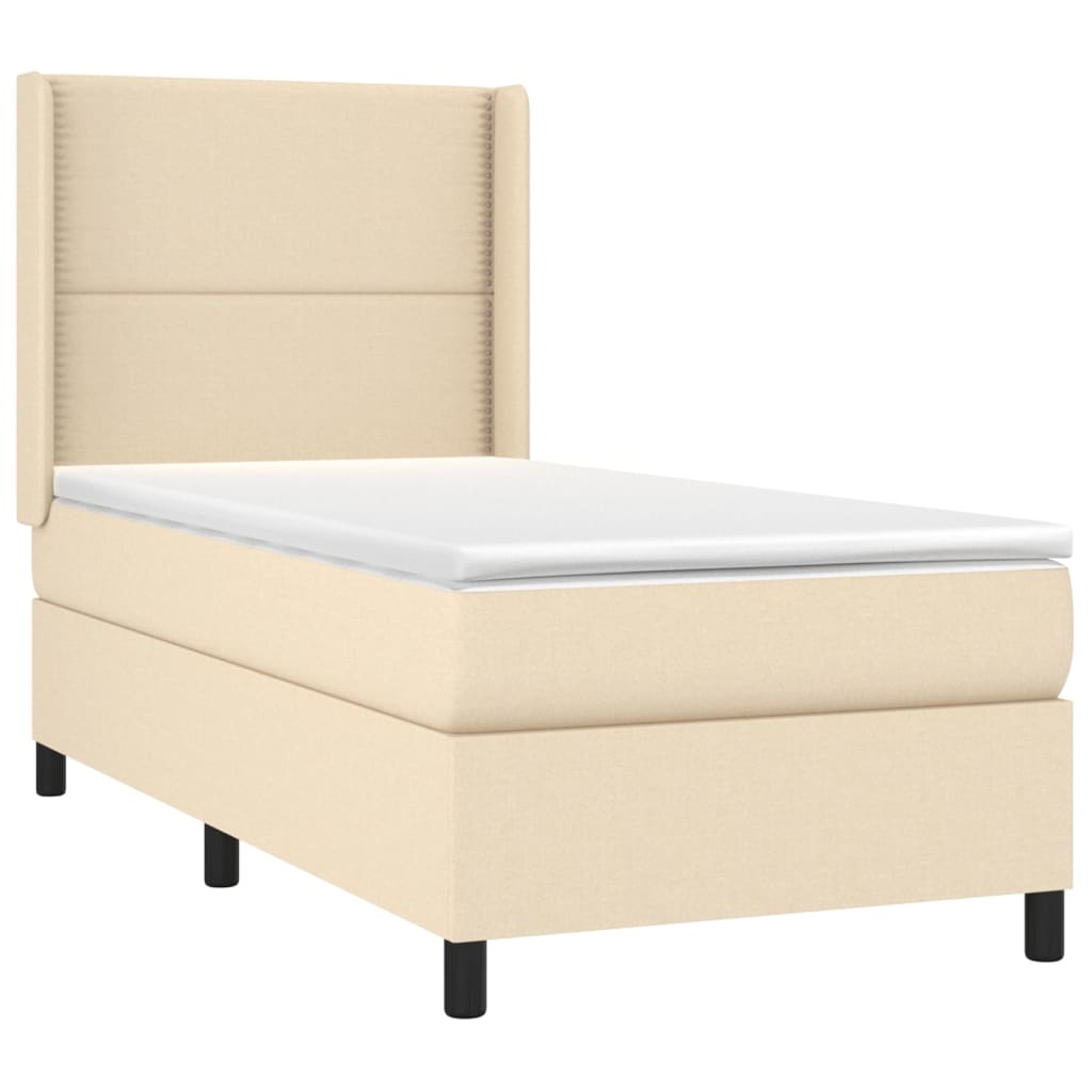 Sommier à lattes de lit matelas LED Crème 80x200cm Tissu