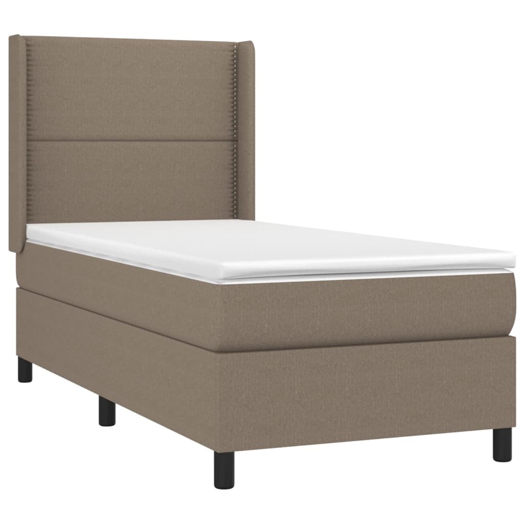 Sommier à lattes de lit matelas LED Taupe 90x200 cm Tissu