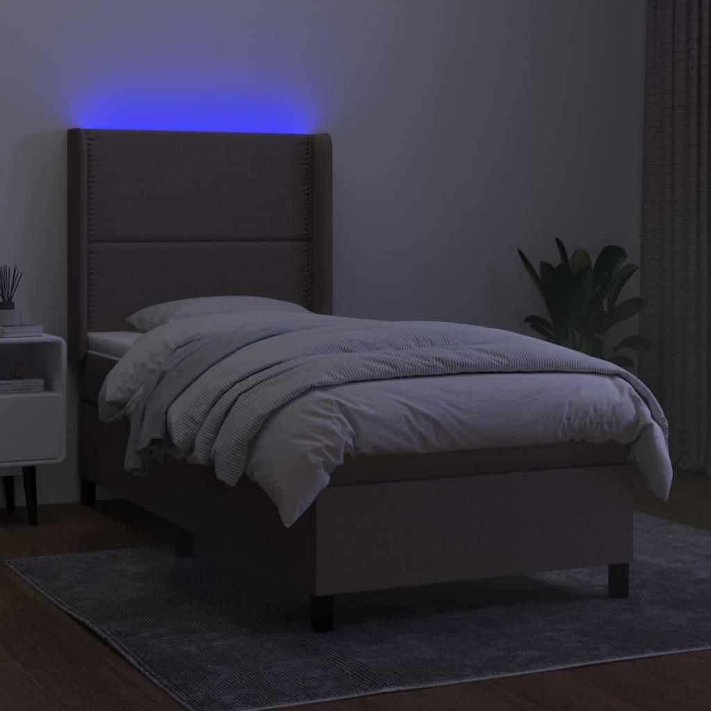 Sommier à lattes de lit matelas LED Taupe 100x200 cm Tissu