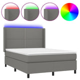 Sommier à lattes de lit matelas LED Gris foncé 140x190 cm Tissu