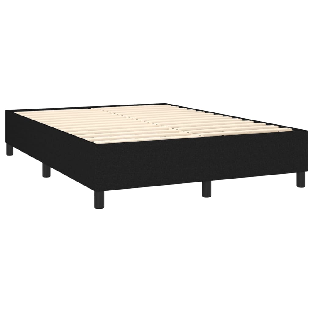 Sommier à lattes de lit matelas LED Noir 140x190 cm Tissu