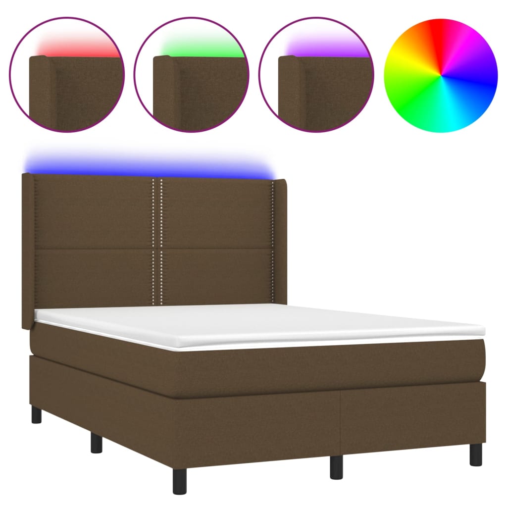 Sommier à lattes de lit matelas LED Marron foncé 140x190 cm